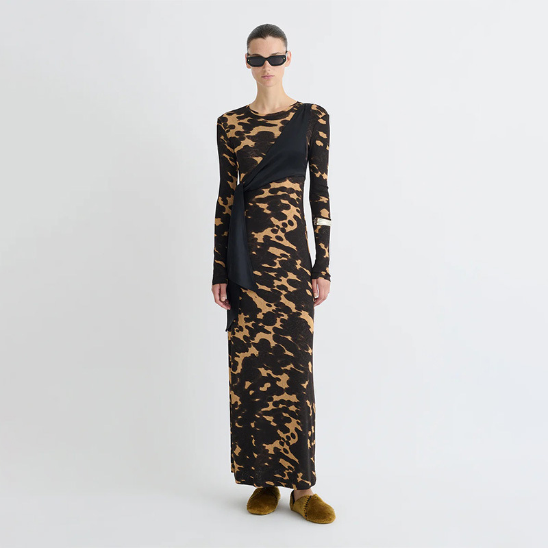 Formal Wear Gowns For Women - Brown Leopard Print Women Prom Dress
