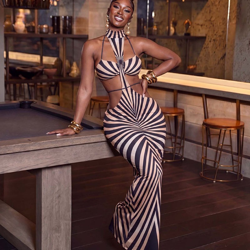 Formal Wear Gowns For Women - Doyerl Multicolor Tie Dye Striped Party