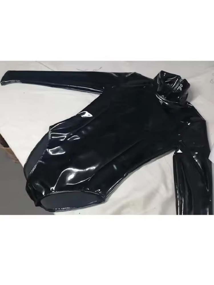 Womens Faux Latex PVC Mirror P - Turtleneck Bodysuit Office 评论和价格