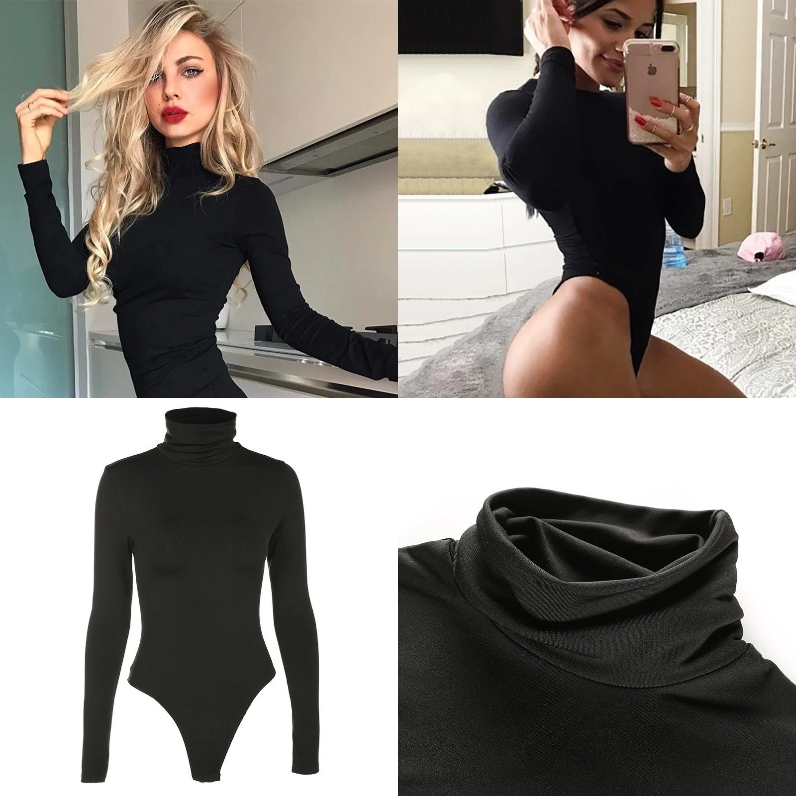 Turtleneck Bodysuit Women Long - Turtleneck Bodysuit Office 评论和价格