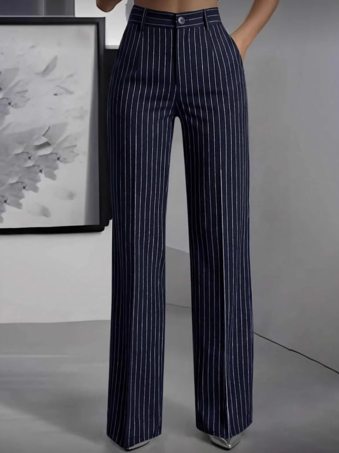 Elegant High Waist Straight Le - Women'S Formal Wear With Pants 评论和价格