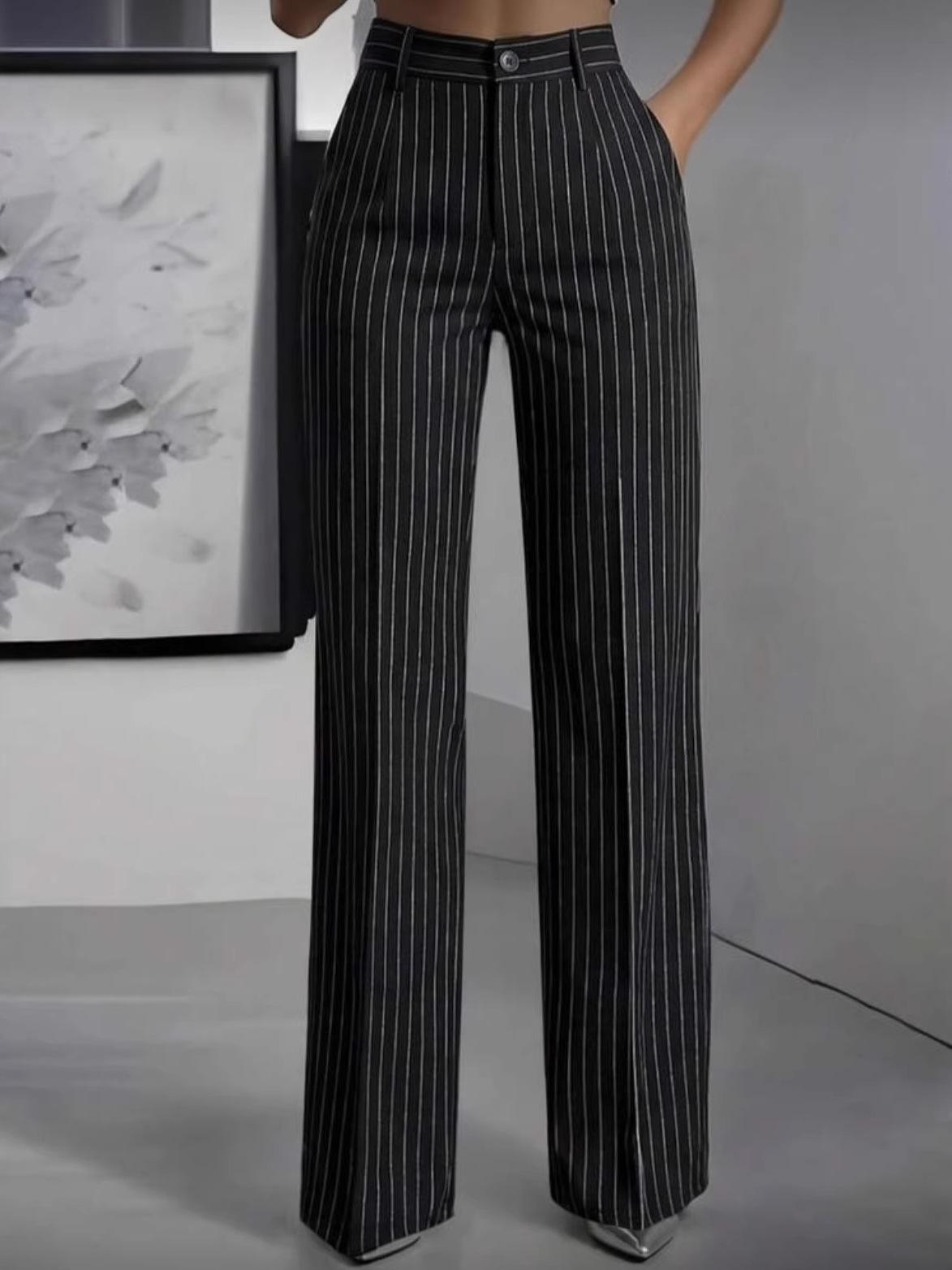 Elegant High Waist Straight Le - Women'S Formal Wear With Pants 评论和价格