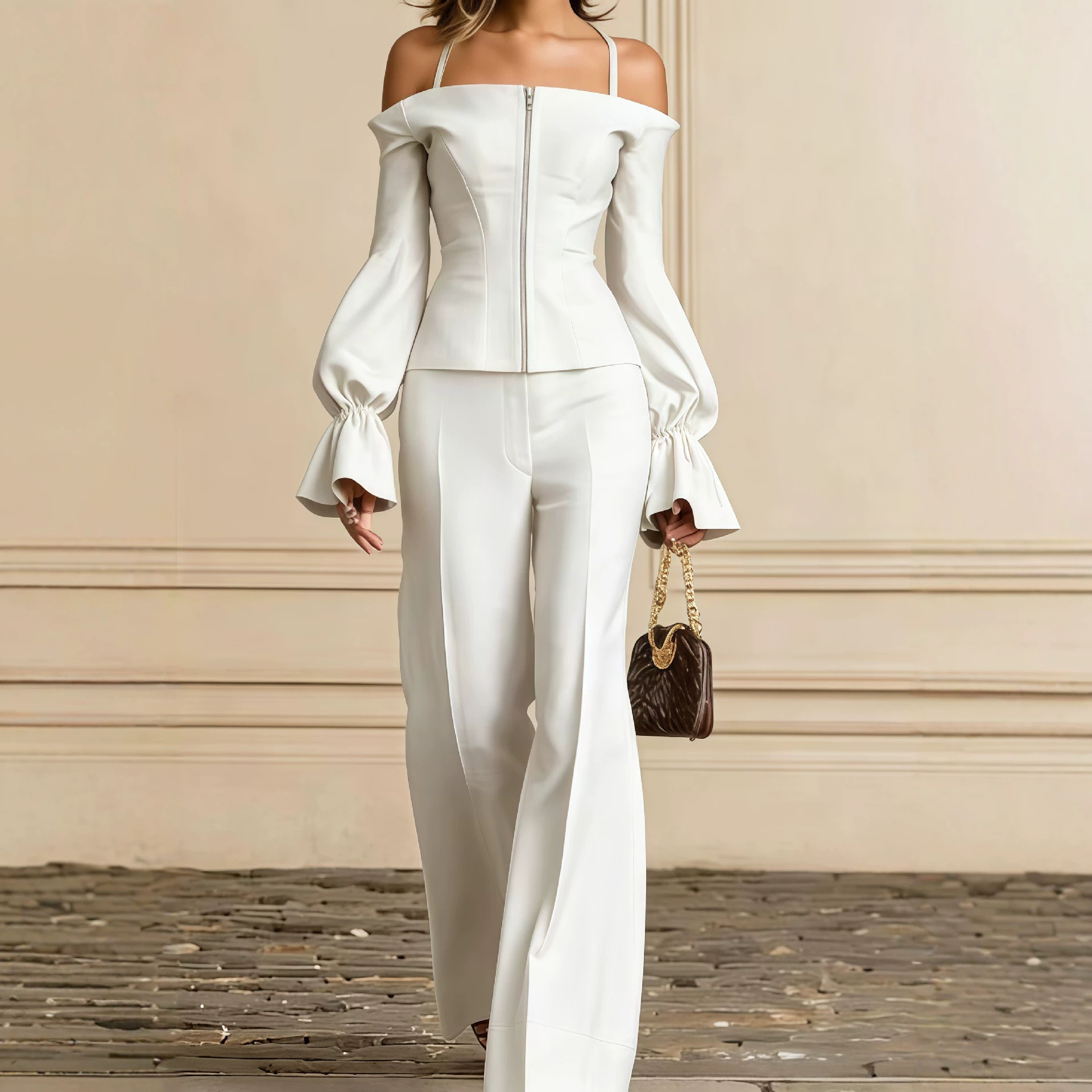 2 Piece Pants Set Women Solid  - Women'S Formal Wear With Pants 评论和价格