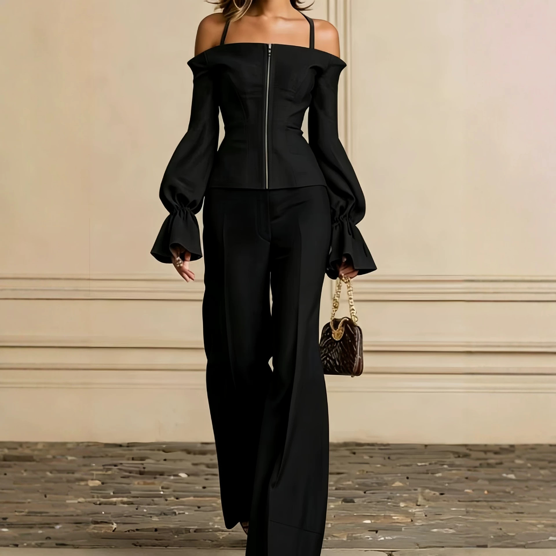2 Piece Pants Set Women Solid  - Women'S Formal Wear With Pants 评论和价格