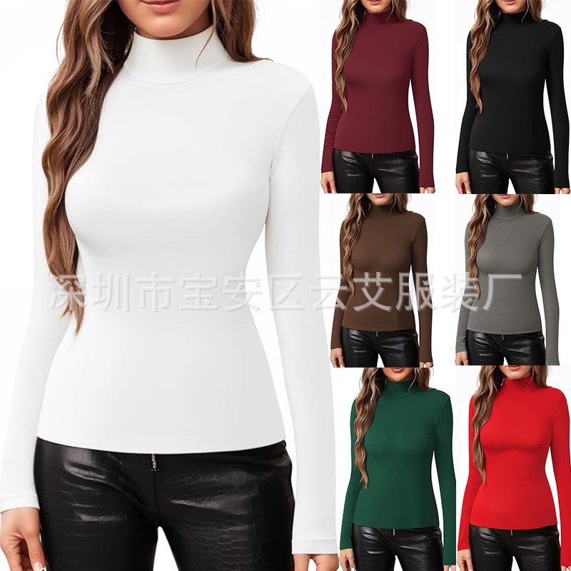 Women Fitted Solid Color Turtl - Turtleneck Bodysuit Office 评论和价格