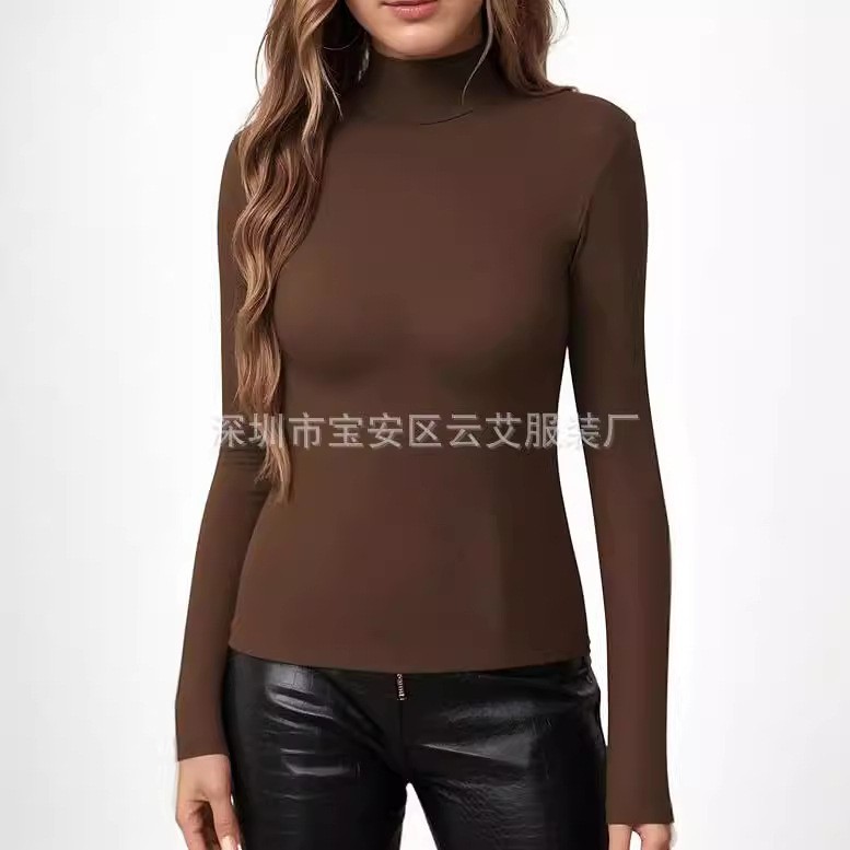 Women Fitted Solid Color Turtl - Turtleneck Bodysuit Office 评论和价格