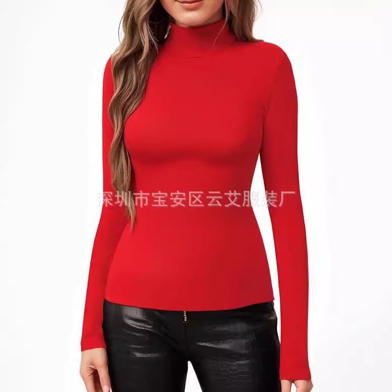 Women Fitted Solid Color Turtl - Turtleneck Bodysuit Office 评论和价格