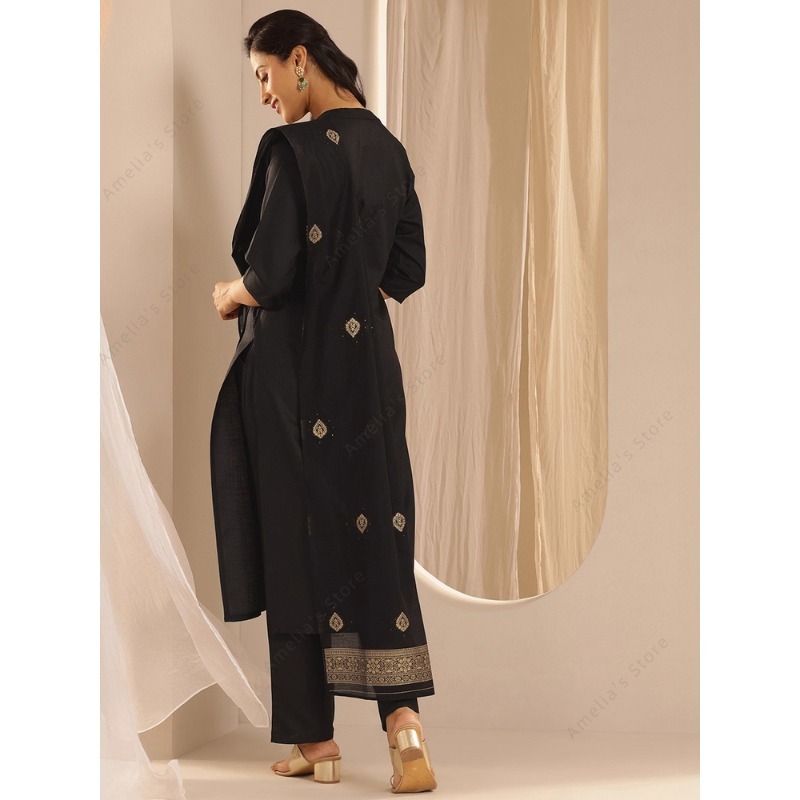 Women's Black Jacquard Kurta P - Women Formal Wear Indian 评论和价格