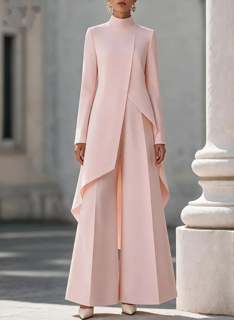 Women Two Piece Outfit Mock Ne - Women'S Formal Wear With Pants 评论和价格