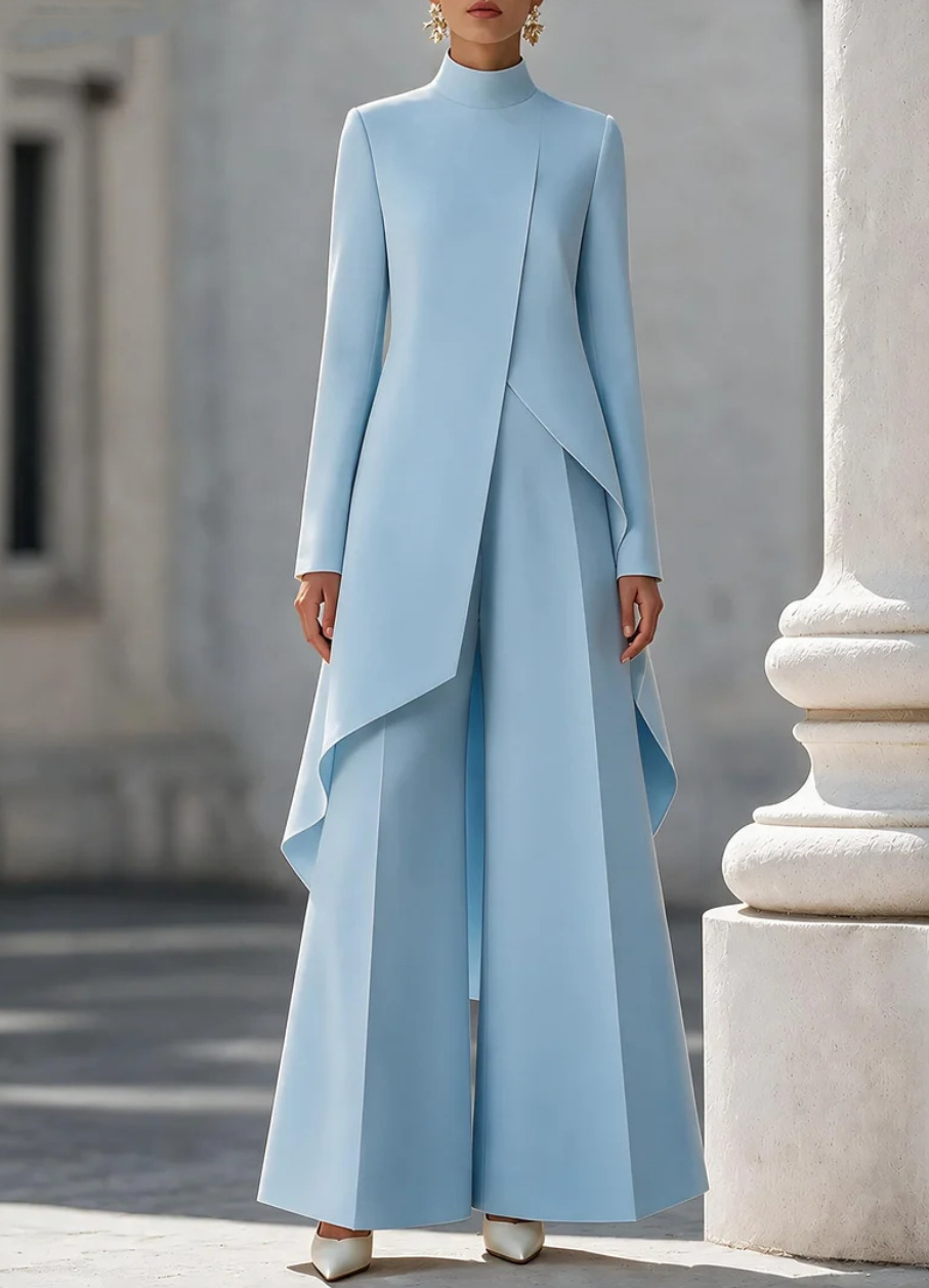 Women Two Piece Outfit Mock Ne - Women'S Formal Wear With Pants 评论和价格