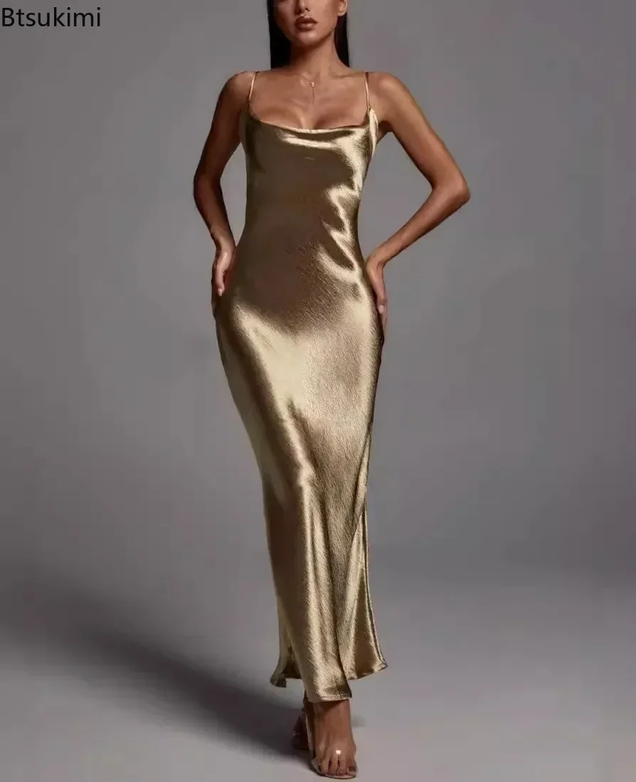 Metallic Gold Maxi Dress Elega - Formal Wear Gowns For Women 评论和价格