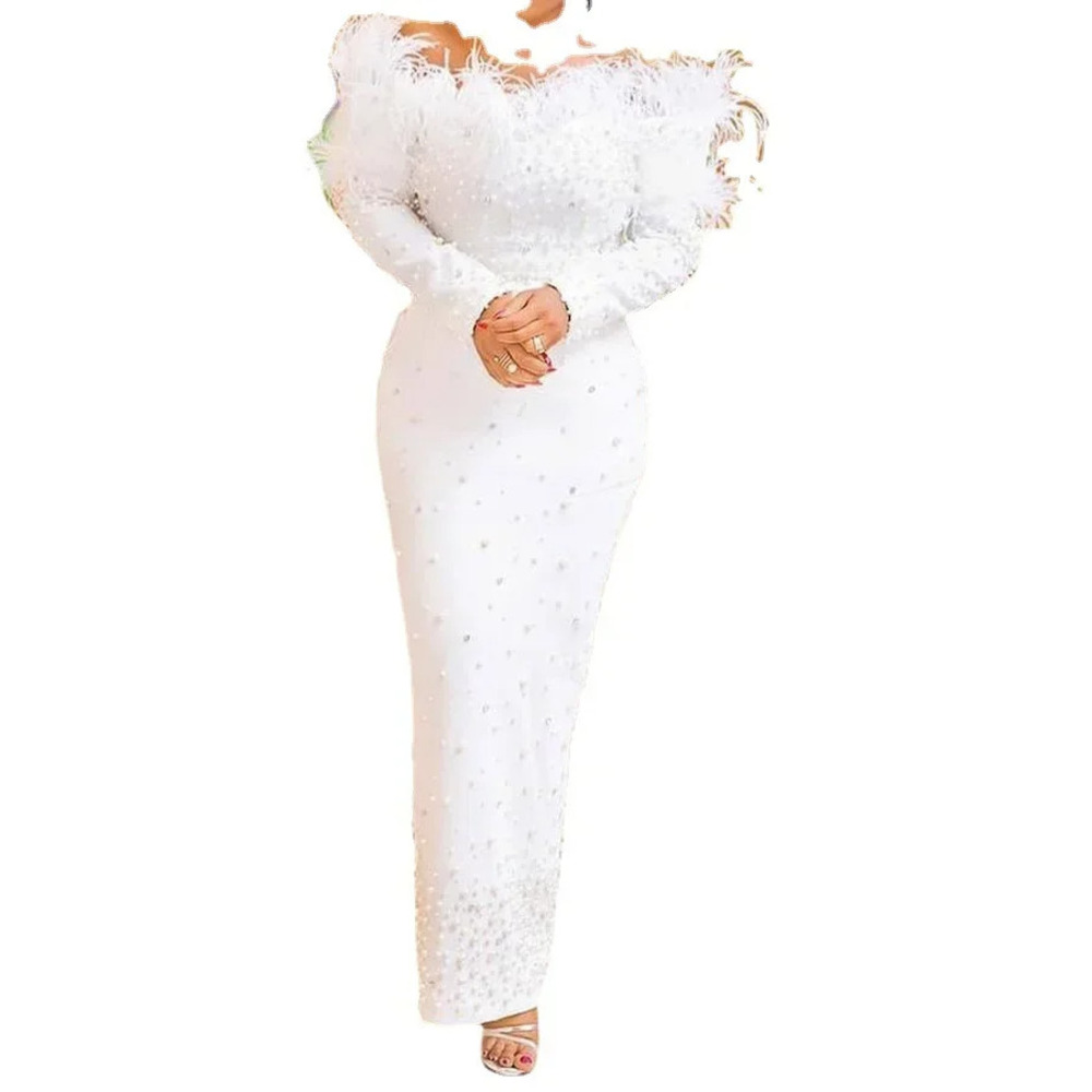 Feather White Dress Party Wome - Formal Wear Gowns For Women 评论和价格