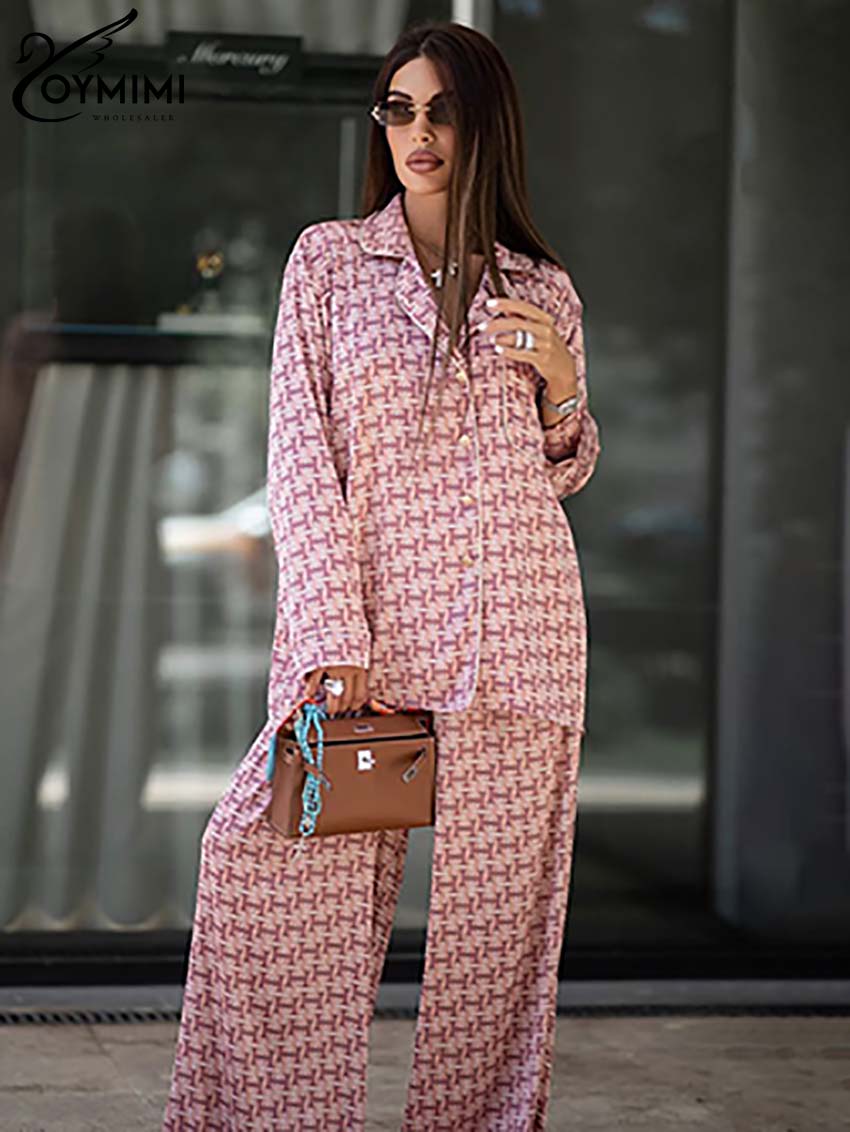 Oymimi Fashion Pink Print Wome - Women'S Formal Wear With Pants 评论和价格
