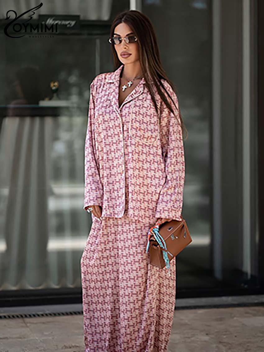 Oymimi Fashion Pink Print Wome - Women'S Formal Wear With Pants 评论和价格