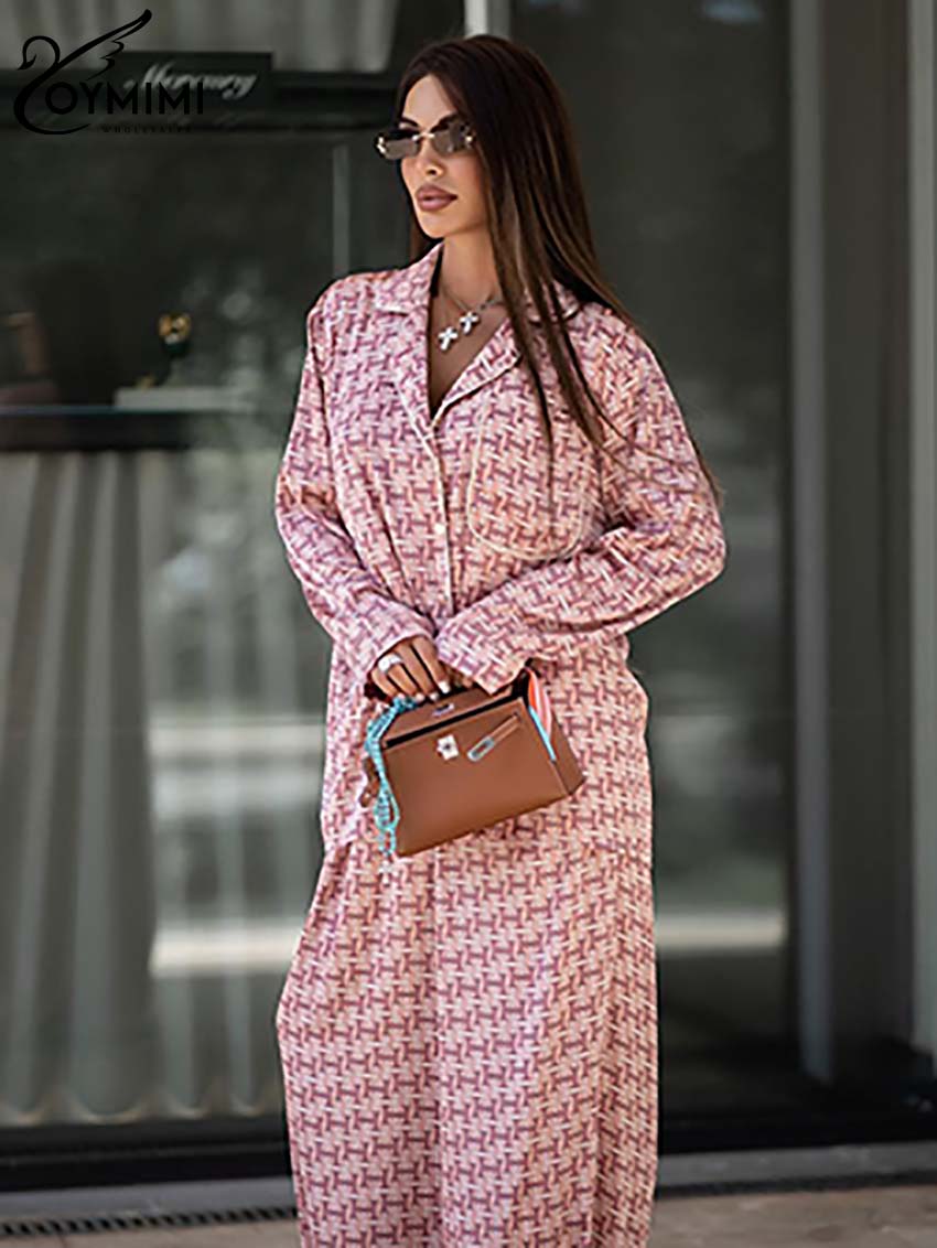 Oymimi Fashion Pink Print Wome - Women'S Formal Wear With Pants 评论和价格