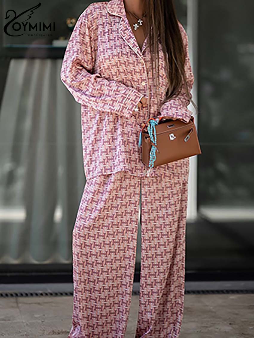Oymimi Fashion Pink Print Wome - Women'S Formal Wear With Pants 评论和价格