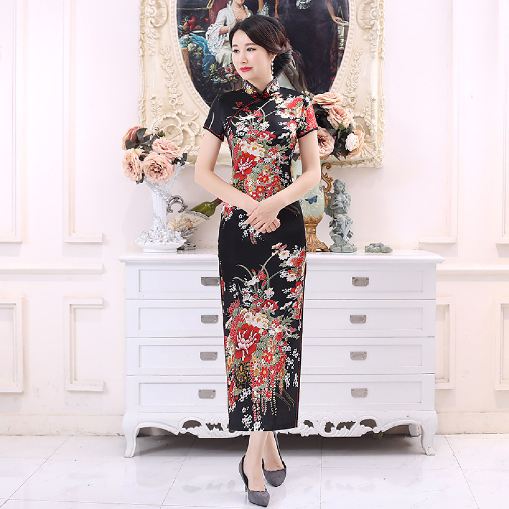 Classic Satin Cheongsam Long D - Formal Wear Gowns For Women 评论和价格